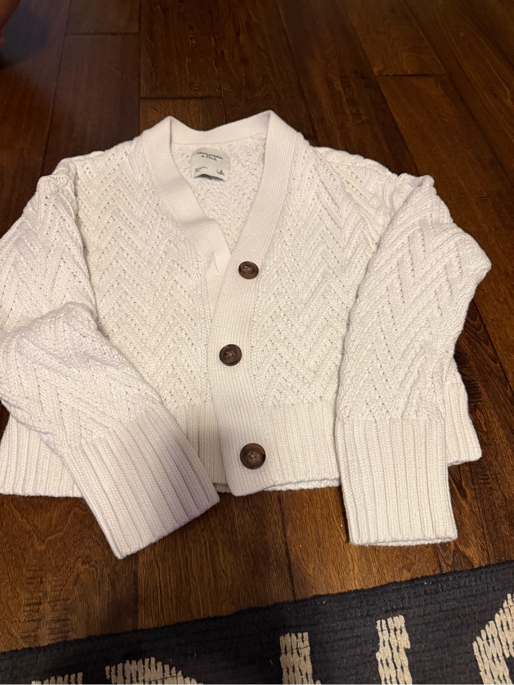 Abercrombie & Fitch White Cable Knit Chunky Cardigan Sweater Womens S